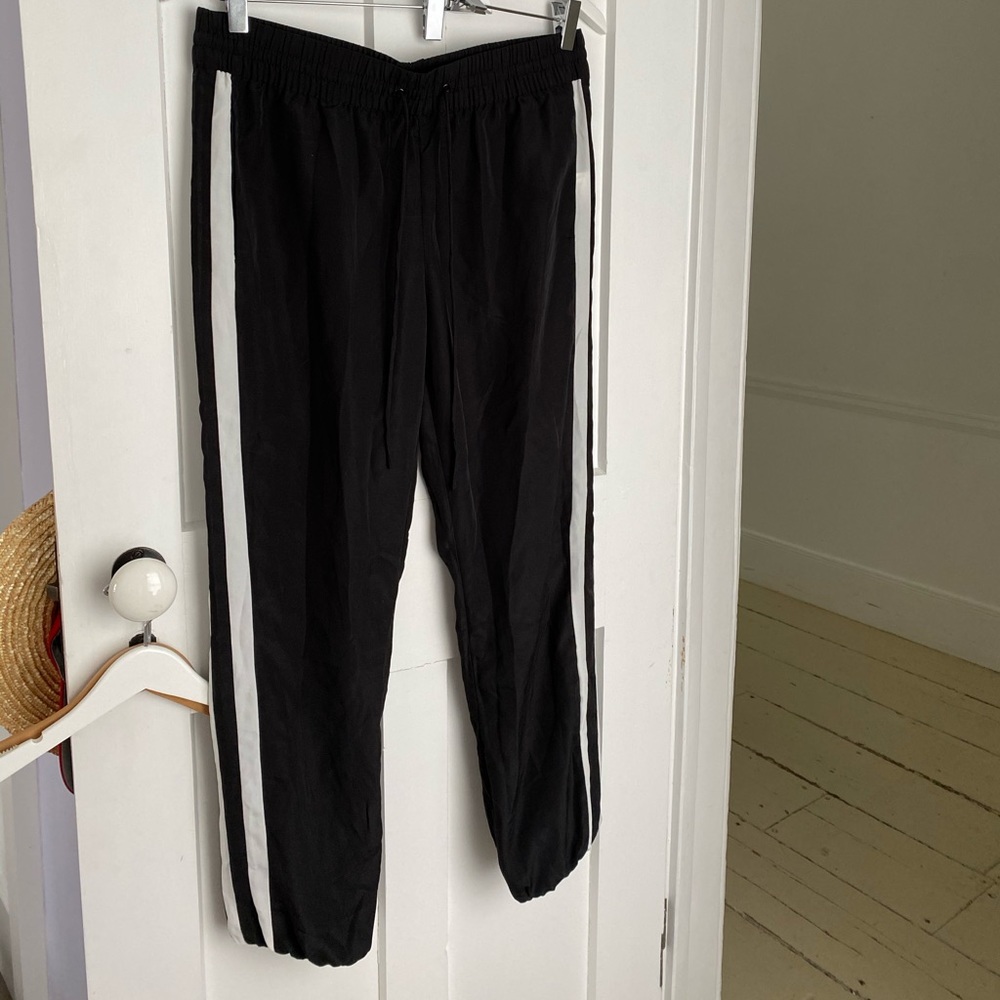 Nylon Drawstring Joggers with Stripe